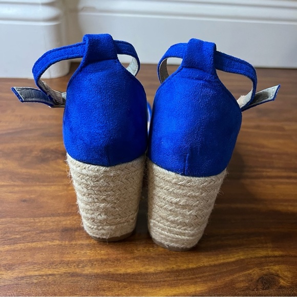 NWOT Allegra K Blue Espadrille Platform Ankle Strap Wedge Heel Sandals size 7.5 - Picture 9 of 11